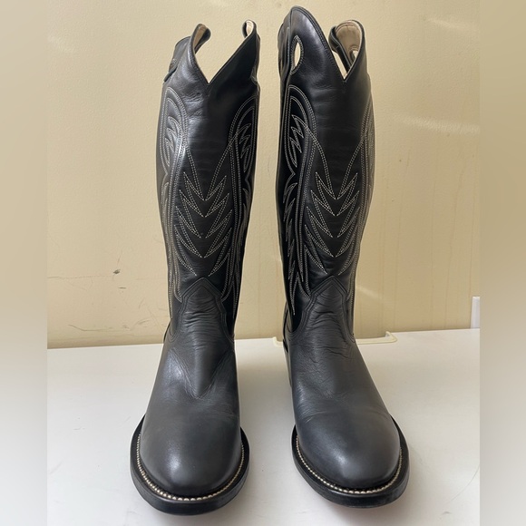 NET Alberta Boot Black Cowboy Western Boots Kangaroo Leather Women Size 9 US - Picture 2 of 8